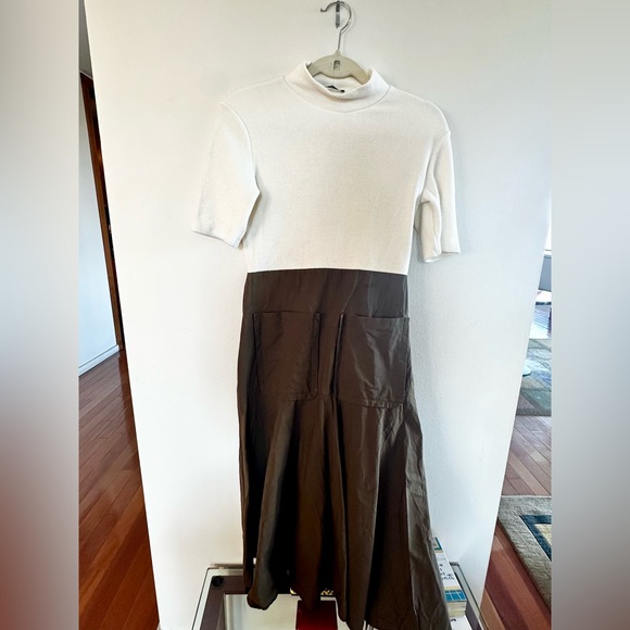 Zara khaki and crème color mock neck dress | Size M - Picture 3 of 5